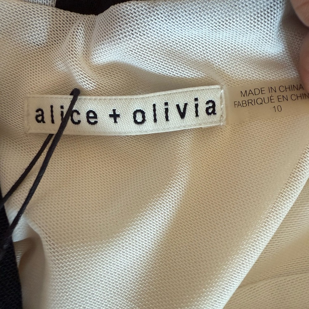 Alice + Olivia White and Black Mini Skater Dress Size 10 NWT - Picture 10 of 11